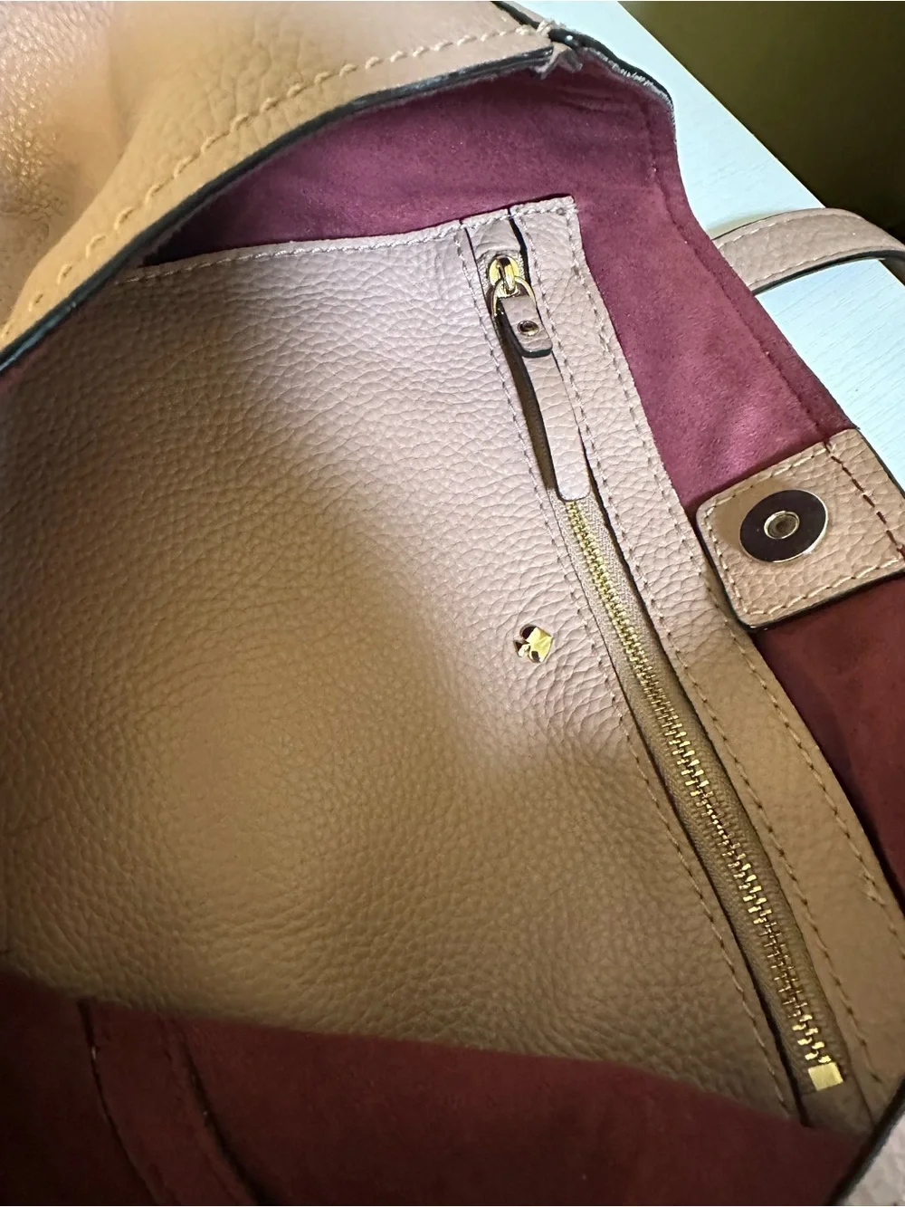 kate spade Pebbled Leather Tote in Dusty Pink